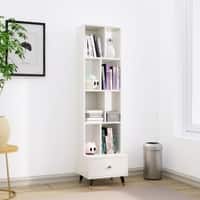 Hexa Engineered Wood Bookshelf Multipurpose Storage Rack in Frosty White Colour