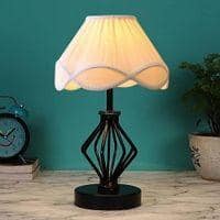 Frances Vintage off-white Shade Table lamp with Iron Base