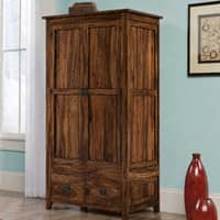 Alaca Solid Sheesham Wood 2 Door 2 Drawer Wardrobe In Provincial Teak Finish