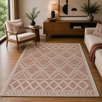Imperial Knots Ivory and Rust Hand Woven Dhurrie 4x6 Feet