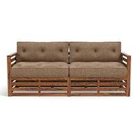 Raymond Wooden Sofa - Teak Finish (Safari Brown) (Finish : teak; Custom Set - Sofas : 0003; Standard Set - Sofas : none; Sofa Material : fabric; Sofa Size : regular; Sofa Type : regular; Colour : safari brown)