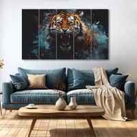 The Castle Decor Lion Abstract Wall Art Set of 5 Digital Painting 27x48 Inch