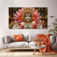 The Castle Decor Brahma Ji Wall Painting Wooden Framed 27x48 Inch (Style 1)