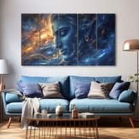 The Castle Decor Lord Shiva Wall Painting Wooden Framed 27x48 Inch (Style 11)