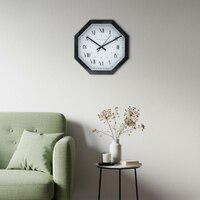 Black Wooden Wall Clock with Roman Indices and Minimal Dot Dial