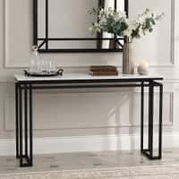 Regent Metal Console Table in Black Finish with Porcelain Top