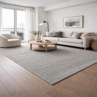 Mist Wool Rectangle Carpets Hand Knotted in Lt. Grey Colour