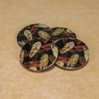 Ireka Home Forest Floor Acacia Wood Coaster Set – Enamel Design (Set of 4)