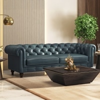 Winchester 3 Seater Luxury Italian Leather Sofa In Aegean Sea