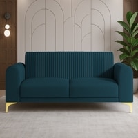 Veniza Velvet 2 Seater Sofa In T Blue Colour