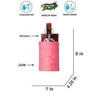 Devansh Solid Wood Electric Wall Light in Brown Colour with Pink Shade Count of 1 Light