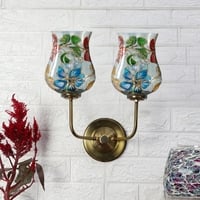 Devansh Metal Electric Wall Light in Gold Colour with Multicolor Shade Count of 2 Lights