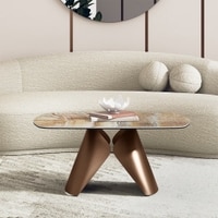 Aeris Oval Metal Coffee Table in Jupiter Spanish Ceramic Finish