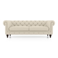 Winchester 3 Seater Half Leather Sofa In Creme Fraiche Italian Leather