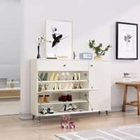 Hexa Red Engineered Wood Shoe Rack in Frosty White Colour
