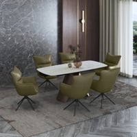 Aeris Ceramic 4 to 6 Seater Extendable Dining Table With Set of 2 Beck Dining Chair
