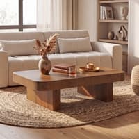 Nakkashi Solid Wood Rectangular Coffee Table In Amber Walnut Finish