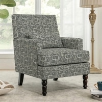 Lark Printed Canvas Geometry Fabric Lounge Chair inGreen Colour