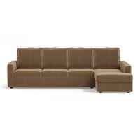 Apollo Compact Sofa (Colour : Fawn Velvet, Cushion : Hard, Back Type : High Back, Seating Capacity : Right Aligned 3 Seater + Right Aligned Chaise + Ottoman)