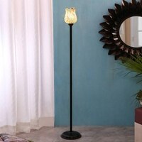 Creed Black Glass Shade Floor Lamp