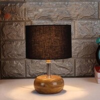Callie Black cotton & solid wood table lamp