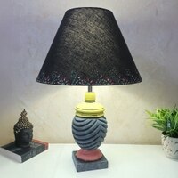 Multicolour Handpainted And Hancarved Distress Wooden Table Lamp