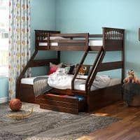 Barnley Single Over Queen Storage Bunk Bed In Dark Walnut