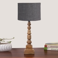 Devansh Grey Jute   Table Lamp With  Wood Natural Base (7X7X21.25 Inches)-17