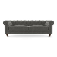 Winchester Luxe 3 Seater Fabric Sofa in Ash Grey Velvet Colour