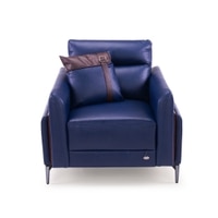 Meagan 1 Seater Leatherette Sole in Blue Colour