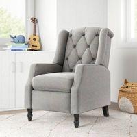 Louis Solid Wood One Seater Manual Recliner in Grey Colour