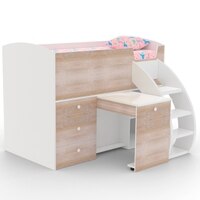 Fun House Loft Bed Ith Integrated Pull Out Desk  Oak In Oak Colour