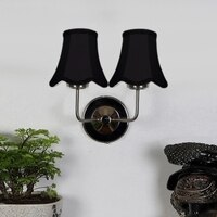 Devansh Dual Steel Metal  Wallmounted Lamp With Cotton Steel Metal  Shade