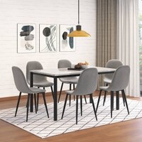 Roux Dining Table With Set Of 6 Smith Dining Chairs (Finish- Black)