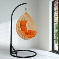 Rattan Egg Single Seater 6 Star Swing Chair Orange
