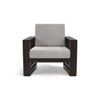 Parson 1 Seater Wooden Sofa In American Walnut Finish (Vapour Grey)