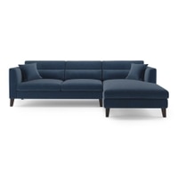 Lewis Sectional Sofa (Colour : Lapis Blue, Cushion : Hard, Seater : Right Aligned 3 Seater + Right Aligned Chaise)