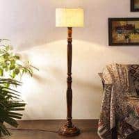 Brandy Brown Cotton Shade Floor Lamp