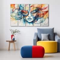 The Castle Decor Abstract Female Portrait Wall Art Set of 5 27x48 Inch