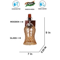 Devansh Solid Wood Electric Wall Light in Brown Colour with Lavender Shade Count of 1 Light