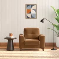 Verona Premium 1 Seater Fabric Sofa in Ochre velvet Colour