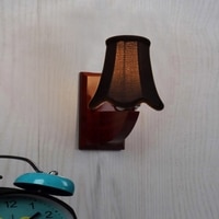 Devansh Wood Wall Mounted Lamp With Black Cotton Shade