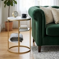 Gold Three Tier Metal Side Table in Gold Colour