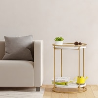 Two Layer Metal Side Table in Black Colour