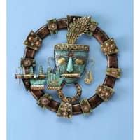 Desert Art Metal Handpainted Lord Krishna Wall Hanging in Blue Colour
