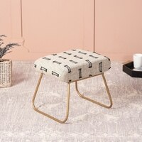 Bohemian Jacquard Metallic Stool in Black & Off White Color