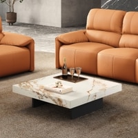 Largo Metal Coffee Table In Macchia Sintered Stone