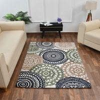 Multicolor Geometric Machine Made Polyester 6 X 9 Feet Carpet