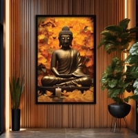 The Castle Decor Lord Buddha Wall Painting Framed Artwork 20x30 Inch Style 1