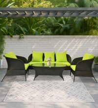 Paris 3+1+1 Seater Wicker Sofa Set in Black and Brown Dual Tone Colour